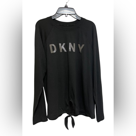 Dkny Tops - DKNY SPORTS TOP SILVER COLOR PRINTED-LOGO LONG SLEEVE MOORING BLACK COLOR SIZE S